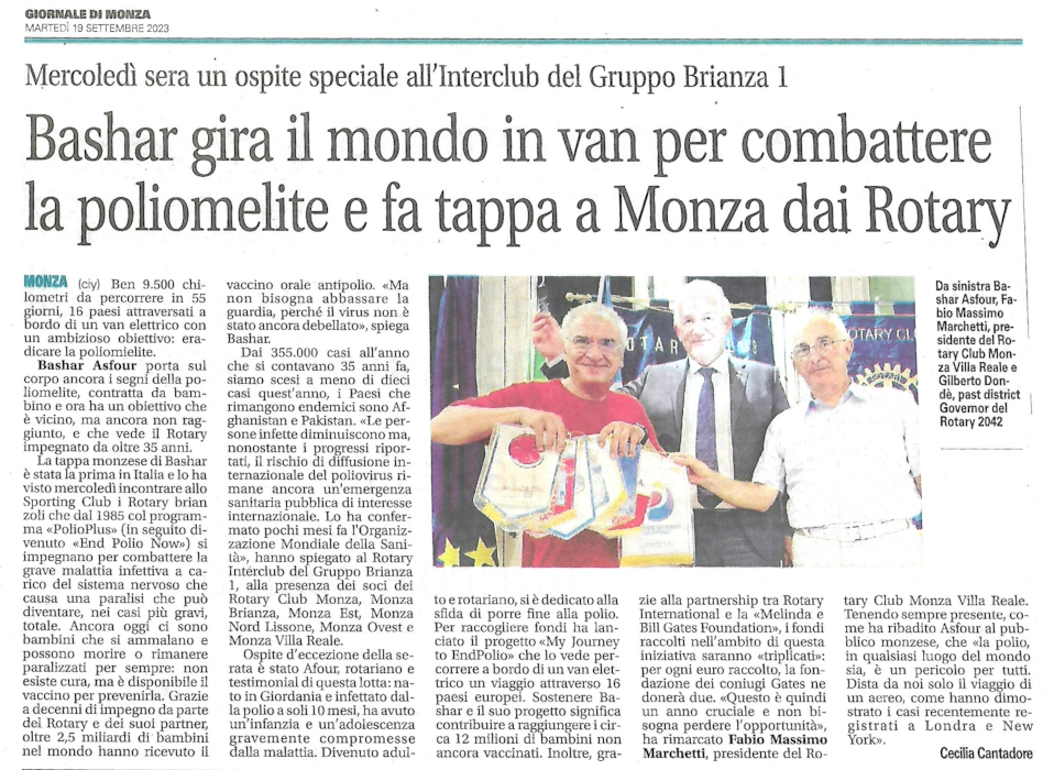 MyJourneyToEndPolio Giornale di Monza 19 set ar2324